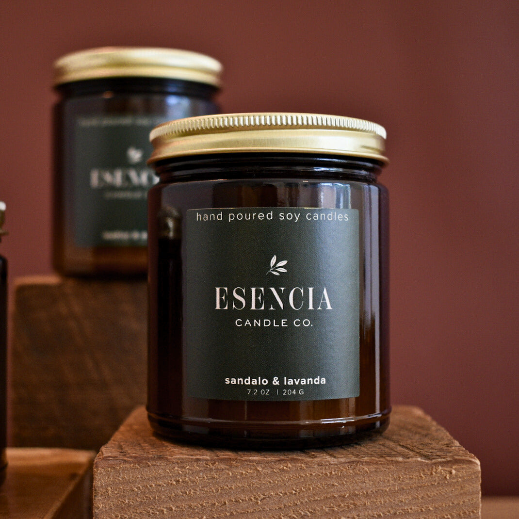 sandalwood and lavender soy scented candle